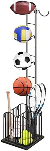 אחסון כדורסל בכדורסל לארגון מוסך, יציב נשלף 4-שכבות מוסך מארגן ספורט ציוד מקורה/חיצוני ציוד ספורט