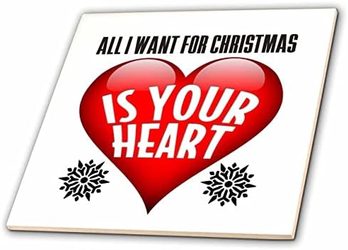 3תמונת ורדים של מילים כל מה שאני רוצה לחג המולד הוא הלב שלך עם לב אדום-אריחים