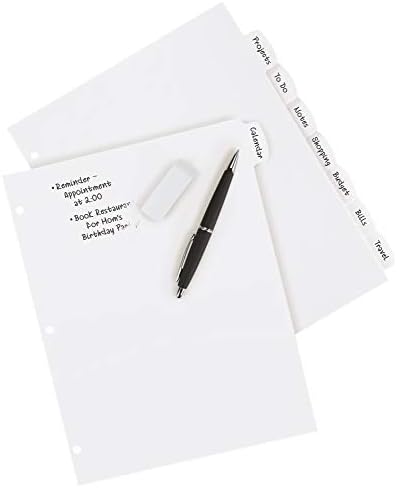 כתיבת כרטיסייה גדולה אייברי & מגבר; למחוק חוצצים פלסטיק עמידים עבור 3 קלסרים טבעת, ערכות 8-כרטיסייה, לבן, 3 סטי