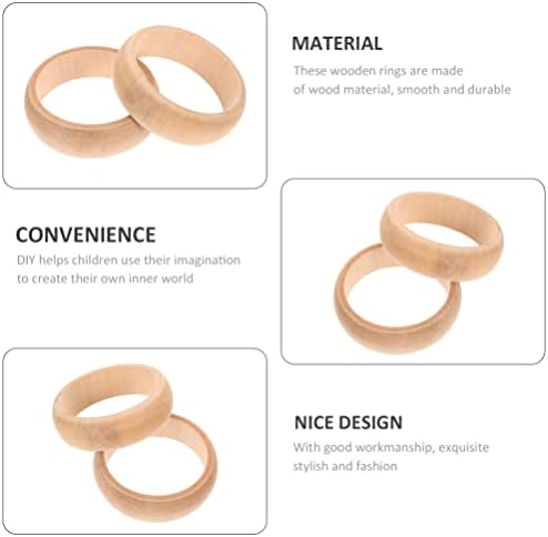 Ganazono 6 יחידות לא גמורים צמידי צמיד עץ ריק לא גמור עיגולי עץ טבעת עגולה עגולה עגולה לייצור תכשיטים DIY