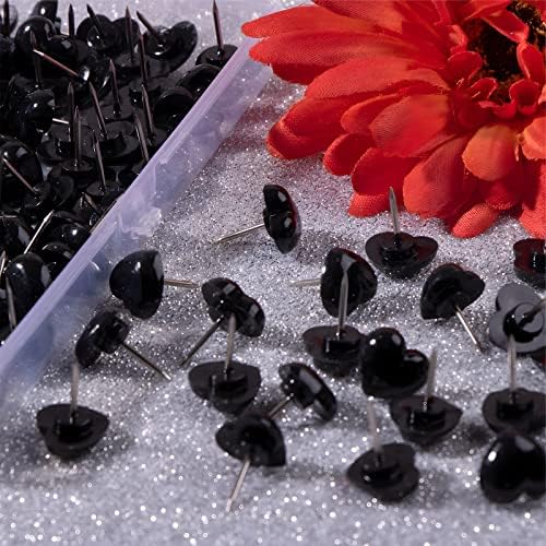 Vapker Love PINS PUSH PIRS 150 יחידות אגודל שחור ציור סיכות סיכות חמודות פלסטיק חמוד סיכות דקורטיביות עם