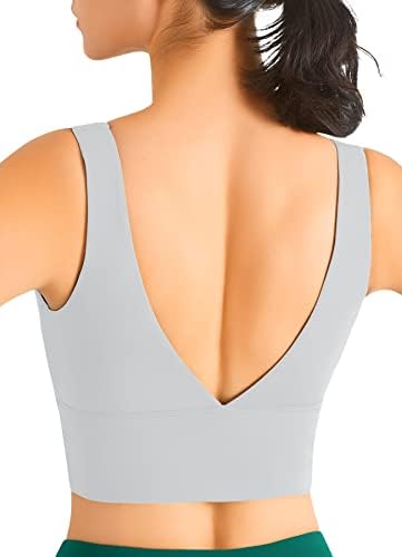 חזיות ספורט צוואר גבוהות לנשים v אחורה לונג ליין כיסוי מלא חזיית ספורט מרופדת אימון גב פתוח