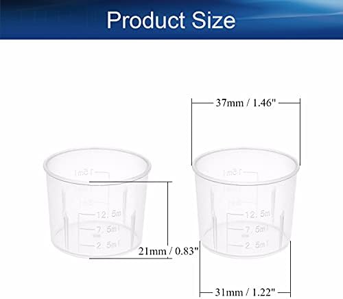 Bettomshin 50 pcs 15 מל כוס פלסטיק צורה ישר, כוסות מעבדה נקייה כוסות מדידה בוגרות כוסות ערבוב