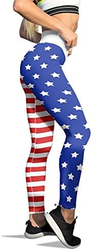 דגל אמריקאי 4 ביולי חותלות נשים בקרת בטן ארהב כוכב פס דגל רזה מכנסי עיפרון ספורטיבי אימון אלסטי טייץ '