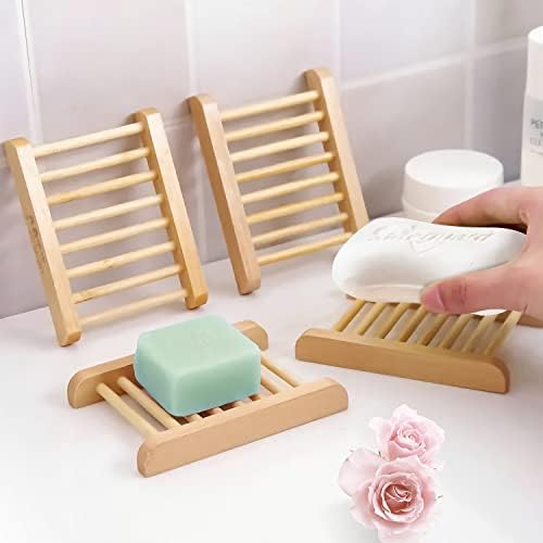 מחזיק עץ טבעי טבעי בית במבוק מחזיק סבון מעץ מחזיק מארז סבון מעץ לספוג סבון קרצוף