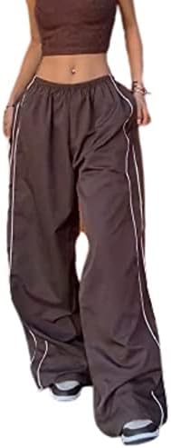 מכנסי מצנח נשים מותניים נמוכים מכנסי טרנינג מכנסיים מכנסיים y2k מכנסי רגל רחבים מכנסי מטען מכנסיים מכנסיים