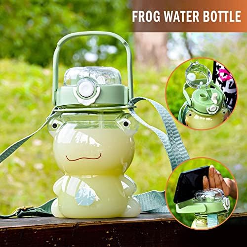 850 מל בקבוק מים Kawaii צפרדע קומקום שתייה ספל ילדה חיצונית בקבוק כוס פלסטיק עם קיבולת קש מים גדול
