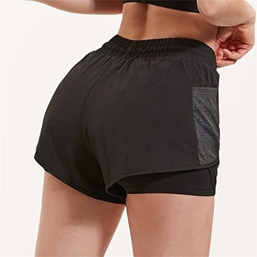 YFDM מכנסיים קצרים לנשים ברשת מכנסי יוגה קצרים מהיר של Eith Eith רגל רחבה ומכנסי ספורט מרופדים