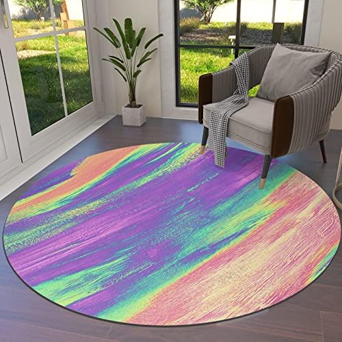 שטיח שטח עגול גדול לחדר שינה בסלון, שטיחים ללא החלקה 6ft לחדר ילדים, ציור שמן צבעי מים מודרני
