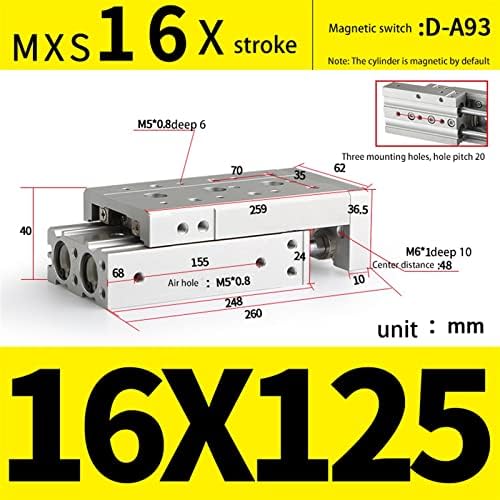 NESHO PNEUMATIC M X S SERIES SERID RAIL גליל אוויר MXS16-10 A MXS1620 AS MXS16-30 BS MXS16-40 MXS16-50 MXS16-75