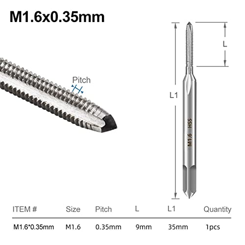 בורג מטרי ברז M1-3.5 חוט מכונה ברז על קידוח מקדח 6542 תקע חיל