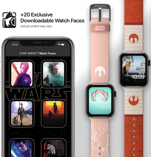 סט מלחמת הכוכבים - להקות Leia Organa & Rebel Classic Smartwatch להקות - מורשות רשמית, תואמות לכל גודל וסדרה