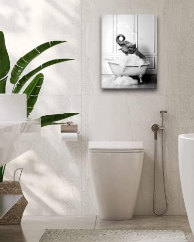 עיצוב אמנות קיר אמבטיה מצחיק, אטום למים, אטום למים 12x16in בשחור לבן איכותי קיר תמונות אמנות