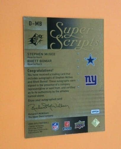 סטיבן מקגי - רט בומר 2009 UD SPX סקריפטים סופר 17/5 כרטיס אוטומטי D -MB - כרטיסי כדורגל עם חתימה של NFL