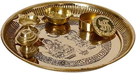 יצירות AASHITA עבודת לייזר Laxmi Ganesha Puja Thali Set - עבור Diwali Poojan/Pooja Room/Diwali
