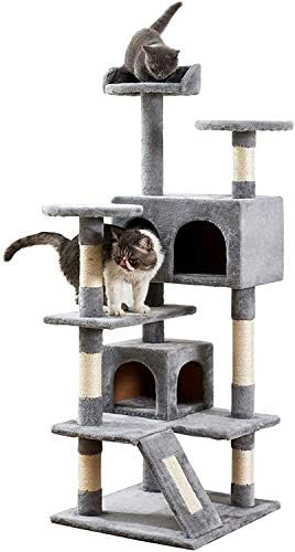 חתול עץ דירה עם סיסל מעקה סיסל חבל מגרד דלוקס כפול חדר חתול מגדל ריהוט חתול פעילות מרכז חתול
