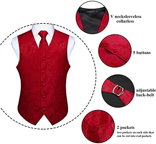 גברים של אפוד עניבת סט פייזלי פרחוני אקארד עניבה כיס כיכר 3 יחידות חזיית עבור חליפה או טוקסידו מסיבת