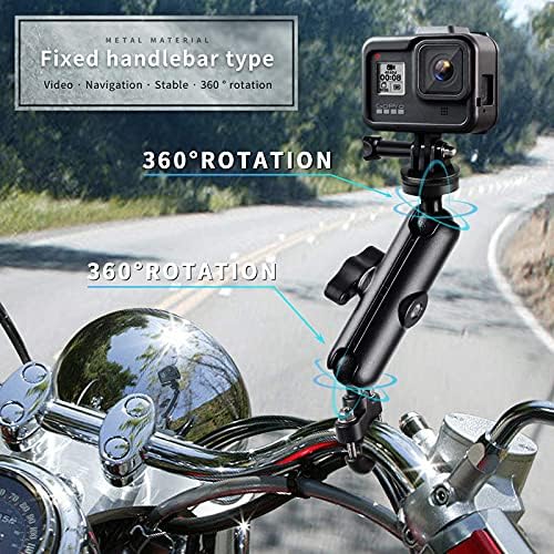 Uirwou 360 ° הר אופנוע עבור GoPro Hero10/9/8/MAX/7/6/5/4 מצלמת פעולה מצלמה מוטו רכבה על כידון אופניים עם 1/4 חוט