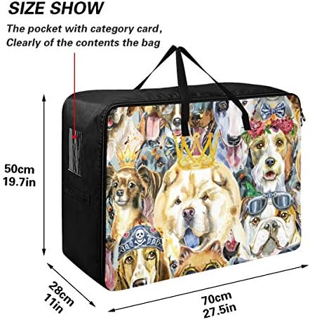 שקית אחסון בגדים לא משולבת לשמיכה - קיבולת גדולה בצבעי מים כלבים חמודים כלבים חמודים פוג האסקי