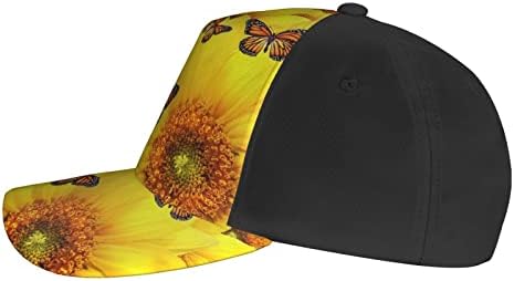 צהוב פרחי פרפרים מודפס בייסבול כובע, מתכוונן אבא כובע, מתאים לכל מזג האוויר ריצה ופעילויות חוצות