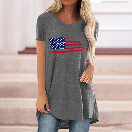 חולצות פטריוטיות לנשים חולצת טריקו דגל אמריקאי חולצה קז'ואלית חולצה שרוול קצר חולצת טי פטריוטית נוחה חולצות