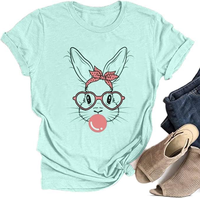 חולצת טי הדפס ארנב מצחיק לנשים חולצות נמר חמודות חמוד