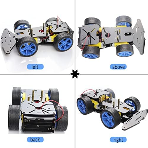 עבור ערכת מכוניות רובוט ארדואינו, LK Cokoino 4WD ערכת שלדת מכוניות רובוט חכמה עם מנועים, גלגלים ומארז סוללה