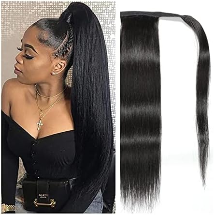 ארוך ישר קוקו אמיתי שיער עטוף קוקו שיער הרחבות סיכות לנשים שחורות טבעי שחור 8-24 אינץ