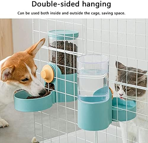כלב כלוב אוטומטי מלונה מזין, תליית כלב חתול מזון מתקן מים, עבור כלוב ארגז מלונה מזון מיכל מזין שתיין לחיות