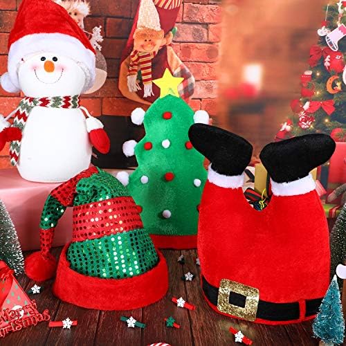 4 חתיכות חג המולד כובעי סנטה כובע חידוש ירוק חג המולד עץ כובע שדון כובע מסורתי חג המולד סנטה מכנסיים