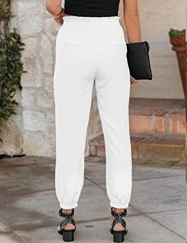 מכנסי טרנינג של Gnveub נשים אלסטיות עם מותניים גבוהים עם מכנסי ריצה יוגה משוררים עם כיסים