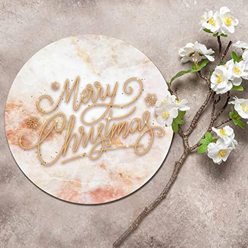 סימן פח עגול פח לוחית Bling Marble שמח חג מולד חג מולד זר שלט מתכת הדפסי אמנות מתכתית שלט דלת