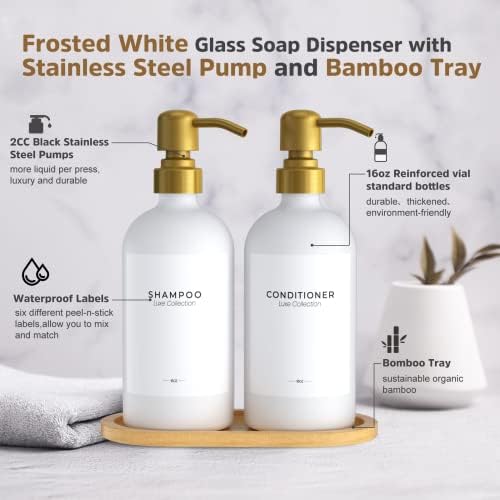 מתקן סבון זכוכית סט למטבח סבון סבון יד סבון, מתקן מרכך שמפו לאמבטיה לקרם סבון מקלחת, בקבוקי משאבה מודרניים עם