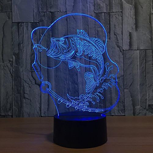 Cirkooh Bubble Fish 3D מנורת אשליה אופטית 7 צבעים שינוי תזמון שלט רחוק וכפתור מגע מנורת שולחן שולחן