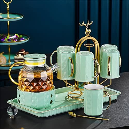 כוס מים של HDRZR סט אחר הצהריים תה תה תה סט מים בית מגורים בסלון נורדי כוס קרמיקה כוס פרחים קומקום עם בסיס