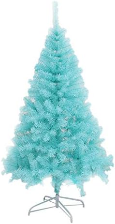 עץ חג המולד של ZPEE Blue PVC, עץ אורן צירים מלאכותי עם מתכת עמד