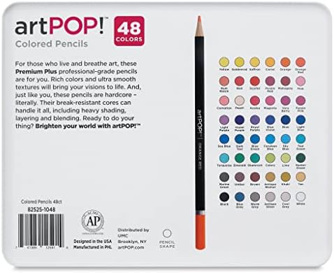 ארטפופ! פרמיום פלוס עפרונות צבעוניים, סט של 48 צבעים, איכות מקצועית חלקים ומיזוג, עמידה בפני