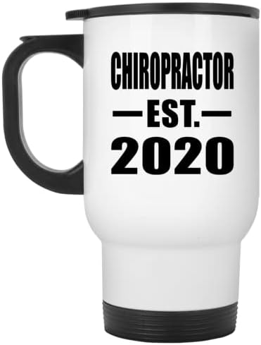 תכנון Chiropractor מבוסס est. 2020, ספל נסיעות לבן 14oz כוס מבודד מפלדת אל חלד, מתנות ליום הולדת