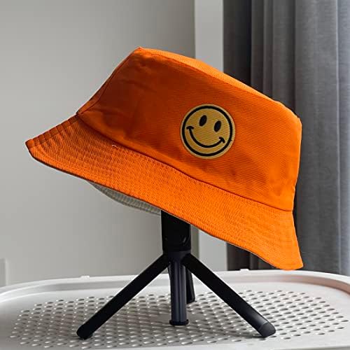 רול יוניסקס פרצוף מחייך רקום דלי כובעי שמש כובע עבור נשים גברים