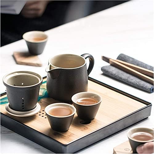 ערכת תה קרמיקה סינית של Razzum ערכת תה קרמיקה סינית סט תה מסורתי כולל קומקום עם מסננת תה נשלפת 4 כוסות תה