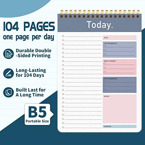 כדי לעשות רשימות פנקס רשימות - 104 עמודים כפול -צדדי 52 גיליונות מחברת מתכנן ללא תאריך מדי יום, 6.5 x 9.8