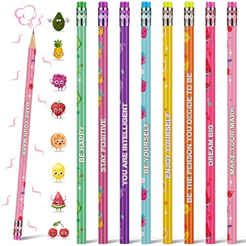 48 יחידות ריחני עפרונות לילדים השראה עפרונות עם מחקי צילינדר צבעוני כיף עץ עפרונות מוטיבציה גרפיט עפרונות עם