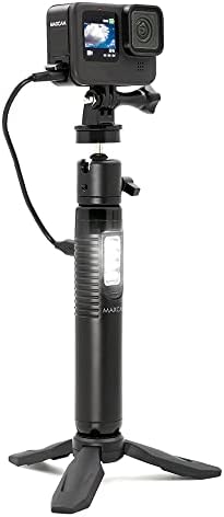 מקסימום אור סוללה סוללה ערכת אביזרי חצובה עבור GoPro Hero11/Hero10/Hero9, הצרור כולל אחיזת כוח סוללה + LED מילוי