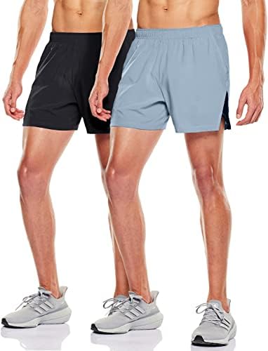Athlio 2 חבילות מכנסי ריצה פעילים לגברים, מכנסי אימון אימונים, מכנסיים אתלטים מהיר של רשת יבש עם