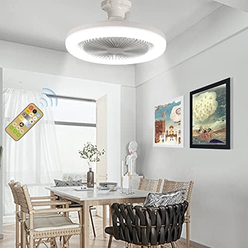 מאוורר תקרה עם אור, סגול מאווררי תקרה LED פרופיל נמוך אורות עם שלט רחוק, LED ניתן לעומק עם מנורת ערכת אור, מאוורר