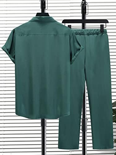 תלבושות סיבתיות של 2 חתיכות תלבושות סיבתיות של גברים חולצה חולצה חולצה ומכנסיים מכנסיים קביעת אימונית