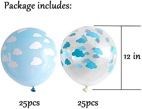 50 יחידות ענן בלוני לטקס בלונים דקורטיביים בלונים כחולים ושקופים בלוני הדפסת ענן לתינוקות לבנים
