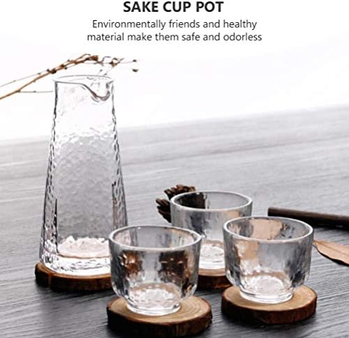 קאבילוק וינטג 'זכוכית ספלי קפה 4 יחידות כוס סאקה יפנית סט 1 בקבוק סאקה טוקקורי ו -4 כוסות סאקה כוס