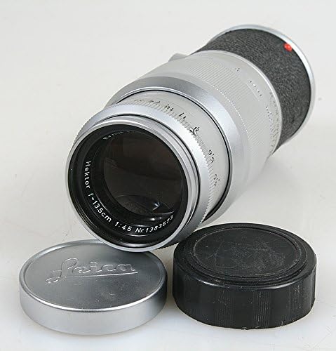 Leica 135 F 4.5 Hektor 1383573 M עדשת סדרה w/ כובעי עדשות קדמיים ואחוריים