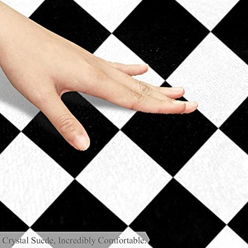 LLNSupply 4 רגל שטיח אזור משחק עגול עריכה נמוכה, דפוס גיאומטרי שחור לבן שחור זוחל רצפה זוחלת משחק משחק שמיכת